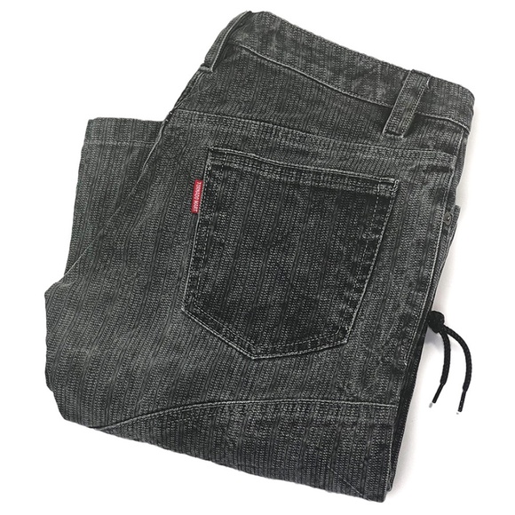Tornado Mart Vintage Black Denim-Laced Flared Jeans from Japan